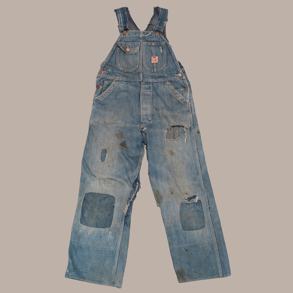 Vintage 30s 40s Penneys Super Big Mac Barn‎ Found Overalls Distressed Mended